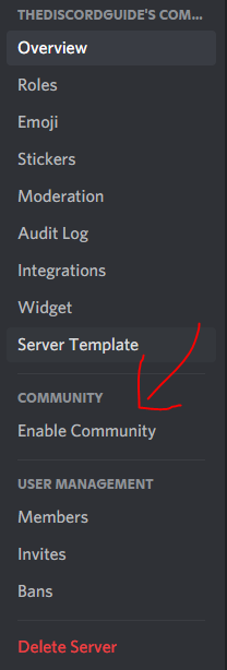 discord community server settings