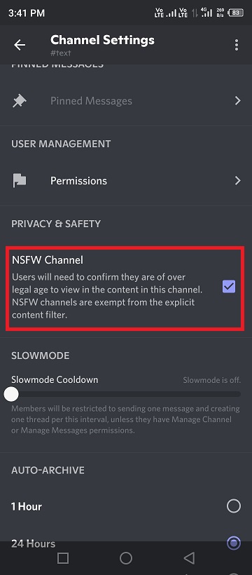enable nsfw channel checkbox
