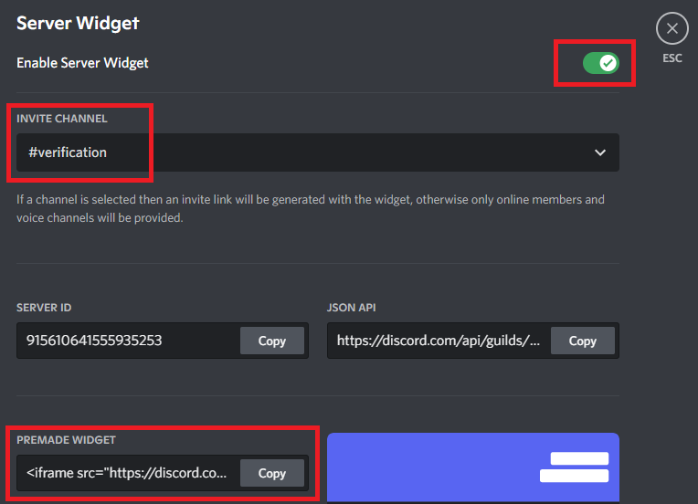 Discord server widget tutorial